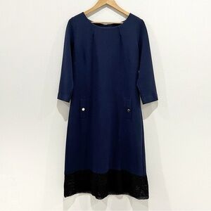 Lilly Pulitzer Layton Navy Shift Ribbed Knit Dress Altered Size L